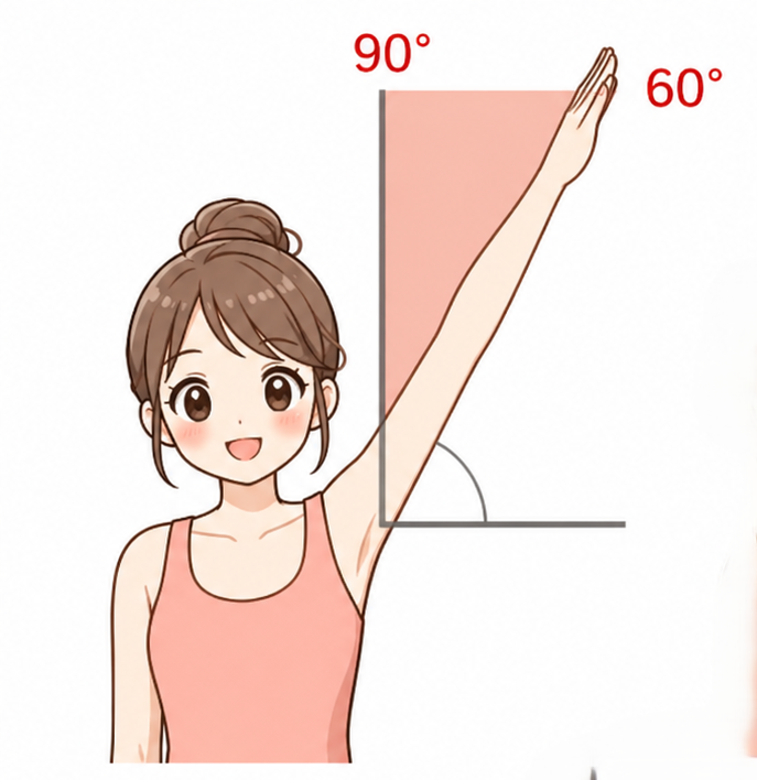 腕の角度60〜90度 肩甲骨柔軟 問題なしの状態イラスト